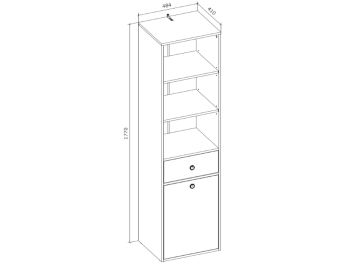 Онтарио пенал 484х1770х410  (Дуб Артизан / Нимфея Альба)