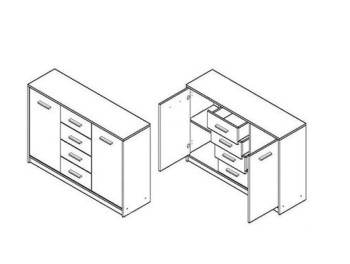 KOEN II Комод KOM2D4 (сосна аризонская/дуб корабельный)