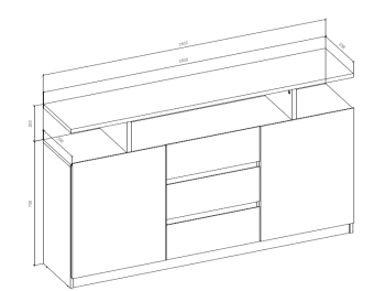 Комод Бостон 1600х900х350 (Дуб Крафт Золотой / Белый)
