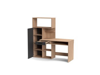 Hobbit Стол письменный 1я с пеналом 1д левый (дуб урбан янтарный / антарацит)