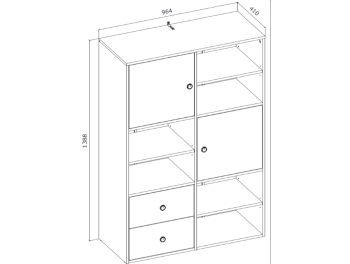Онтарио пенал 964х1388х410 (Дуб Артизан / Нимфея Альба)