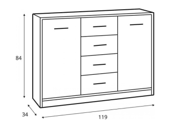 NEPO КОМОД 2D4S (ДУБ СОНОМА/НИМФЕА АЛЬБА)